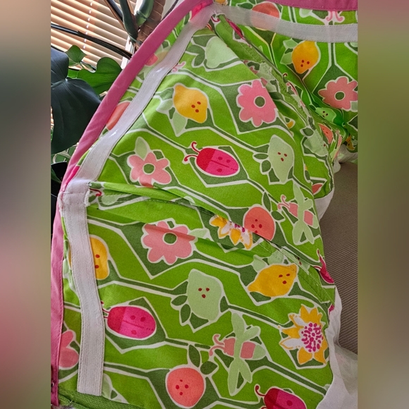 Lily Pulitzer Lime Green & Pink Ladybugs Fruit Geometric Print Strapless Dress 4 - Picture 17 of 17